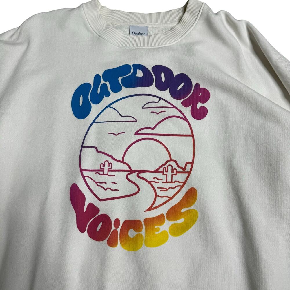 Outdoor Voices Sweatshirt Women's Medium White Long Sleeve Color Logo Oversized